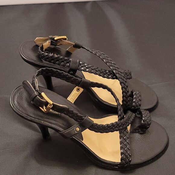 MICHAEL KORS BRAIDED LEATHER STILETTO PUMP HEEL SANDALS - Picture 3 of 13